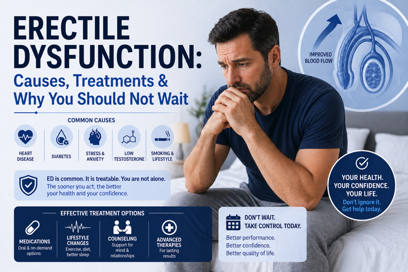 Erectile Dysfunction Causes, Treatments & Why You Should Not Wait: ED Treatment in Ahmedabad